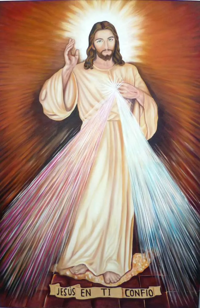 Jesús de la Divina Misericordia, con el lema «Jesús, en Ti confío»
